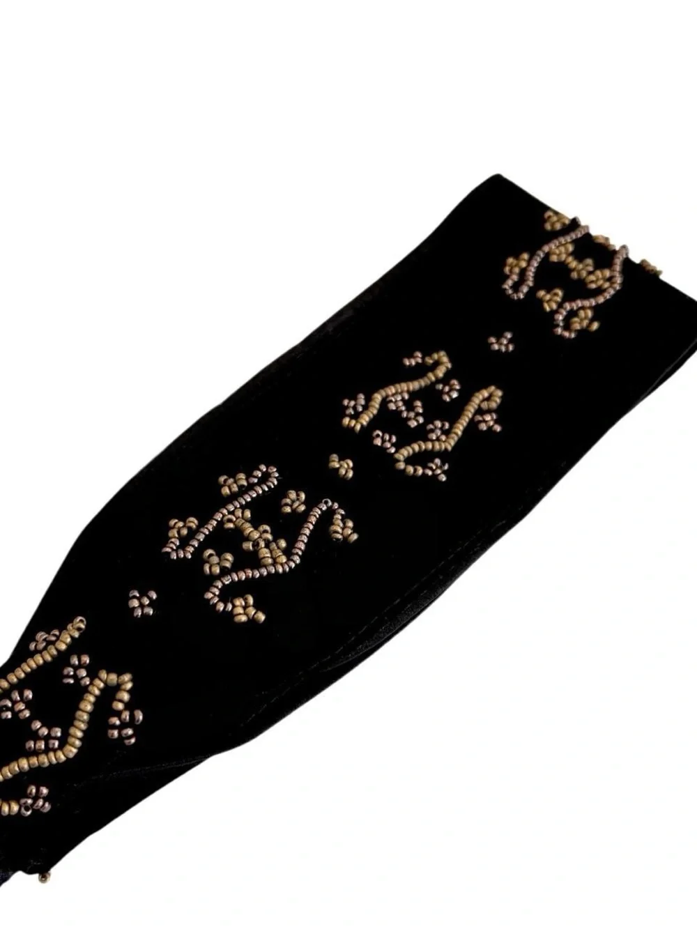 Black Embellished Velvet Wide Headbandy